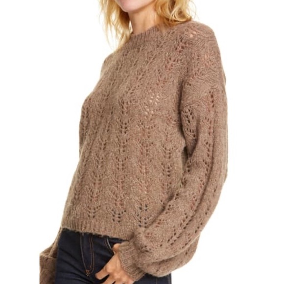 NSF CLOTHING Rhea Balloon Sleeve Pointelle Sweater - Picture 5 of 14